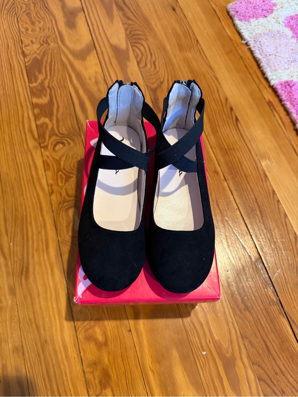 Nina Black Girls Mary Jane Flats with Cross Straps